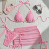 Women 3 Piece Swimsuits - Sexy Triangle Bikini Sets with Cover Up Halter String Suits
