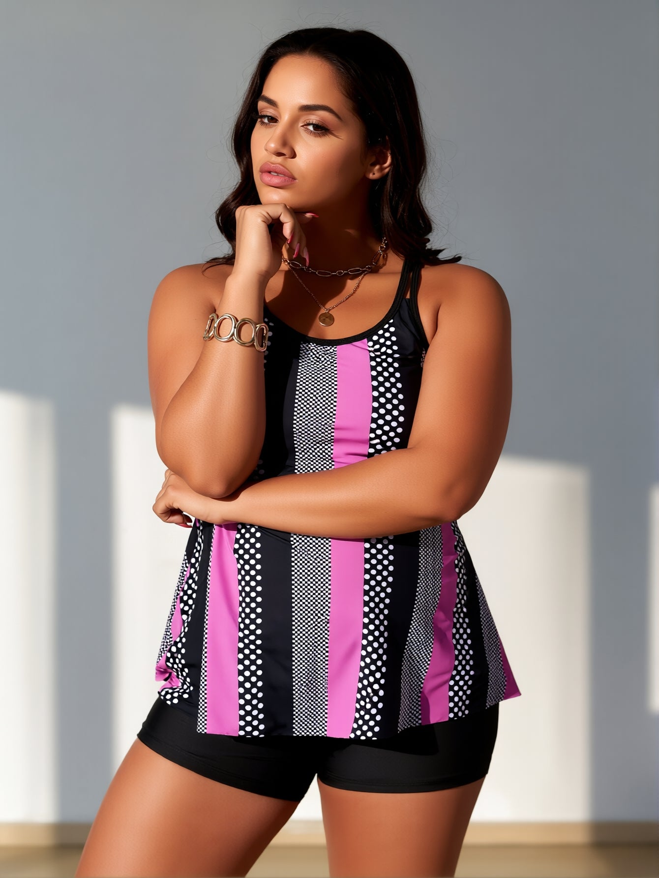 Tankini Swimsuits for Women 2026 Tummy Control Two Piece Bathing Suits with Sporty Pockets Swim Shorts