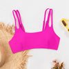Women's Bikini Top, Scoop Neck Bathing Suit Top with Adjustable Criss Cross Back, Padded Sports Bra Swim Tops Only