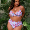 Plus size Women's Bikini Sets Two Piece Swimsuit High Waisted V Neck Twist Front Adjustable Spaghetti Straps Bathing Suit