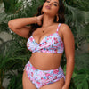 Plus size Women's Bikini Sets Two Piece Swimsuit High Waisted V Neck Twist Front Adjustable Spaghetti Straps Bathing Suit
