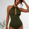 Women Tummy Control One Piece Swimsuit Modest Bathing Suit Full Coverage High Neck Swimwear