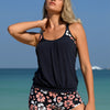 Two Piece Tankini Swimsuits for Women Tummy Control Two Piece Modest Bathing Suits Floral Skirt