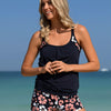 Two Piece Tankini Swimsuits for Women Tummy Control Two Piece Modest Bathing Suits Floral Skirt