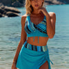Women's High Waisted Bikini Sets Sporty Two Piece Bathing Suits Color Block Swim Skirt Swim Suits
