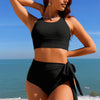 Women's Bikini Sets Two Piece Swimsuit Scoop Neck Tank Wide Straps Midkini Stitching