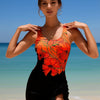 Square Neck Swim Dress for Women Tummy Control One Piece Swimsuit Wrap Bathing Suit