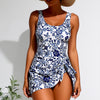 Square Neck Swim Dress for Women Tummy Control One Piece Swimsuit Wrap Bathing Suit