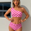 Women One Shoulder High Waisted Bikini Sets Two Piece Swimsuit Tummy Control Bathing Suit Full Coverage Swimwear