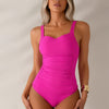One Piece Swimsuit for Women - Tummy Control Bathing Suit with Scalloped Square Neck Retro Swimwear 2026