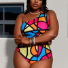Women PLUS SIZE High Waisted Bikini - One Shoulder Bathing Suit Tummy Control Two Piece Swimsuit