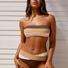 Women's Strapless Bandeau Bikini Set - Two Piece Swimsuit Top with Side Tie Bathing Suit Bottom