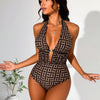 Womens Sexy V Neck One Piece Bathing Suit Cross Back Swimsuit High Waist Monokini
