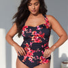Modest One Piece Swimsuit Women Tummy Control 2026 Long Torso Slimming Bathing Suit Cute Floral Swim Suits
