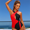 Women's One Piece Swimsuits Tummy Control Front Cross Bathing Suits Tie Back Slimming V Neck Swimwear