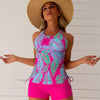 Two Piece Tankini Swimsuits for Women Tummy Control Bathing Suit with Shorts Athletic