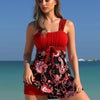 Women's Tankini Bathing Suits Two-Piece Tummy Control Swim Dress High Waist Printing Padded Swimsuits with Boyshorts