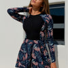 Women's Two Piece Rash Guard Set Swimsuits with Long Sleeve Tank Top & Ruffle Swim Skirt
