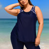 Women's Plus Size Two Piece Tankini Swimsuit with Pockets Tummy Control Bathing Suit with Boy Shorts