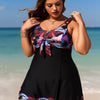 Plus Size Tummy Control Tankini Set Swimsuit Twist Front Swim Dress with Short Two Piece Bathing Suit