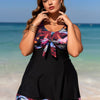 Plus Size Tummy Control Tankini Set Swimsuit Twist Front Swim Dress with Short Two Piece Bathing Suit