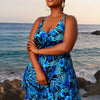 Plus Size Swimdress for Women High Waisted Tummy Control Tankini Bathing Suits Two Piece Swimsuits with Boyshorts