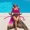 Two Piece Skirt Set Women Sexy Halter Backless Bodysuit and Wrap Tied High Split Summer Maxi Skirt Set