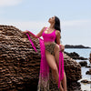 Two Piece Skirt Set Women Sexy Halter Backless Bodysuit and Wrap Tied High Split Summer Maxi Skirt Set
