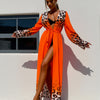 Sexy 3 Piece Swimsuits for Women Bikini Sets and Cover Up Cutout Sleeveless Halter Sheer Mesh Maxi Dress