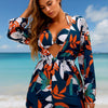 3 Piece Swimsuits for Women Sexy Leaf Print Bikini Set Mesh Cover Up Tropical Swimsuits