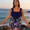 Women's Plus Size Tankini Swimsuits Two Piece Tummy Control Bathing Suits Hide Belly Swim Dress with Boy Shorts