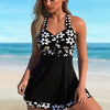 Women Plus Size Swimsuit Two Piece Flowy Swimdress Tummy Control Bathing Suits with High Waisted Shorts
