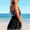 Women Plus Size Swimsuit Two Piece Flowy Swimdress Tummy Control Bathing Suits with High Waisted Shorts