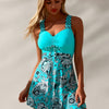 Women Plus Size Swimsuit Two Piece Flowy Swimdress Tummy Control Bathing Suits with High Waisted Shorts