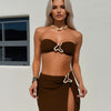 Women's Bandeau Bikini with Skirt - Push Up Strapless Two Piece Swimsuit High Waisted Bathing Suit 2026 Swimwear