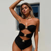 Women's Metallic Starfish Cut Out Strapless Bandeau Swimsuit