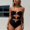 Women's Metallic Starfish Cut Out Strapless Bandeau Swimsuit