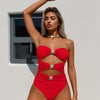 Women's Metallic Starfish Cut Out Strapless Bandeau Swimsuit