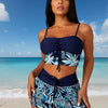 Women's Bikini Sets High Waisted Swim Skirt Tummy Control Swimsuits Two Piece Scalloped Trim Bathing Suit