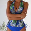 Women High Waisted Bikini Sets Tummy Control Swimsuits Color Block Two Piece Drawstring Bathing Suit