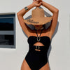Women's One Piece Swimsuit Sexy Cutout with Metallic Accents Tummy Control Bathing Suit