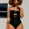 Women's One Piece Swimsuit Sexy Cutout with Metallic Accents Tummy Control Bathing Suit