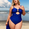 Womens One Piece Swimsuit Metal Modest Tummy Control Bathing Suit Slimming Full Coverage Mesh Swim Suits