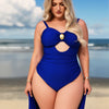 Womens One Piece Swimsuit Metal Modest Tummy Control Bathing Suit Slimming Full Coverage Mesh Swim Suits
