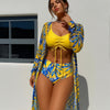 Women's 3 Pieces Bikini Bathing Suit Drawstring Swimsuit with Cover Ups Kimono