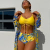 Women's 3 Pieces Bikini Bathing Suit Drawstring Swimsuit with Cover Ups Kimono