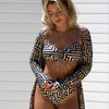 Women's 3 Pieces Bikini Bathing Suit Drawstring Swimsuit with Cover Ups Kimono