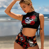 Women's Tankini Sets Two Piece Swimsuit High Neck Halter Mid Rise Adjustable Drawstrings
