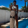 3 Piece Swimsuits for Women High Waisted Bikini Sets Retro Swimsuit with Cover up Beach Wrap Skirt
