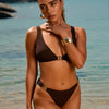 Bikini Set for Women Two Piece Swimsuits V Neck Low Rise Crisscross Back Self Tie Spaghetti Straps